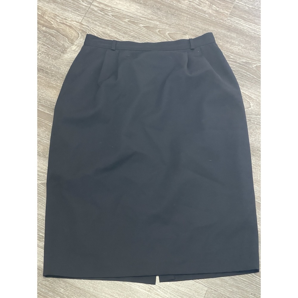 VTG Liz Wear Claiborne High Waist Black Black Skirt Size 12 100% Cotton‎ Pocket